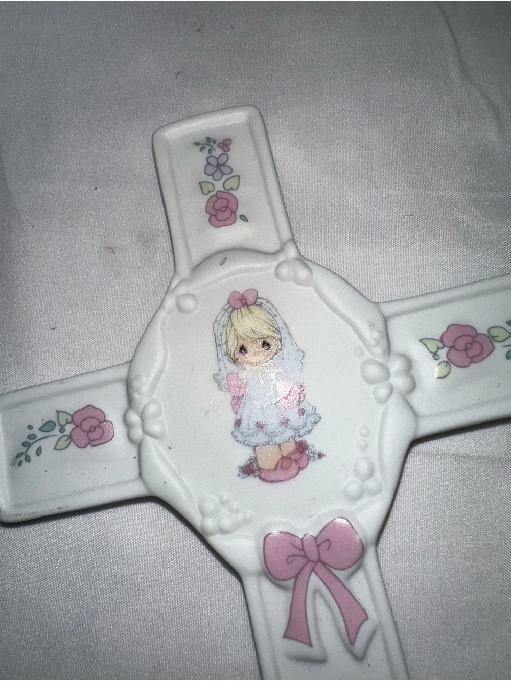 Vintage precious moments 1990 bride wall cross